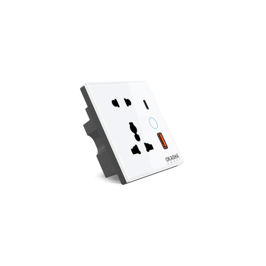 Universal Smart Socket+1USB+1 C Type Crystal Series